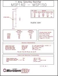 MSP145 datasheet: Schottky Rectifier MSP145