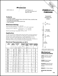 P4KE100A datasheet: Transient Voltage Suppressor P4KE100A