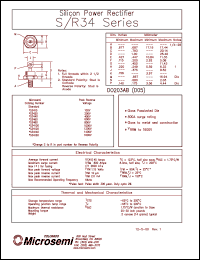 R34100 datasheet: Standard Rectifier (trr more than 500ns) R34100