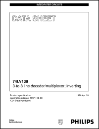 74LV138N datasheet: 3-to-8 line decoder/multiplexer; inverting 74LV138N