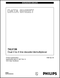 74LV139D datasheet: Dual 2-to-4 line decoder/demultiplexer 74LV139D