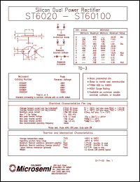 ST6020 datasheet: Standard Rectifier (trr more than 500ns) ST6020