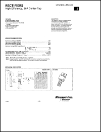 UES2402 datasheet: Ultra Fast Rectifier (less than 100ns) UES2402