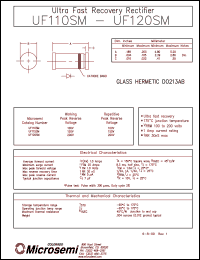 UF120SM datasheet: Ultra Fast Rectifier (less than 100ns) UF120SM