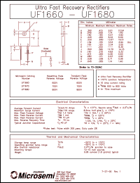 UF1670 datasheet: Ultra Fast Rectifier (less than 100ns) UF1670