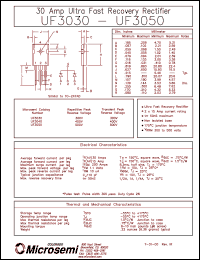 UF3040 datasheet: Ultra Fast Rectifier (less than 100ns) UF3040