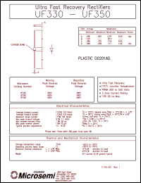 UF350 datasheet: Ultra Fast Rectifier (less than 100ns) UF350