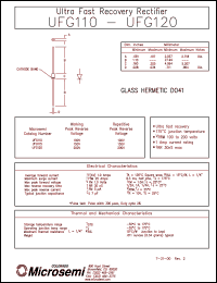 UFG120 datasheet: Ultra Fast Rectifier (less than 100ns) UFG120