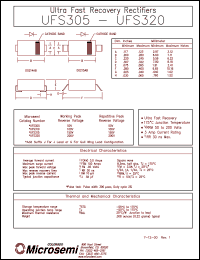 UFS305J datasheet: Ultra Fast Rectifier (less than 100ns) UFS305J