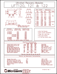 UFT12130 datasheet: Ultra Fast Rectifier (less than 100ns) UFT12130