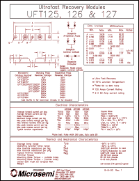 UFT12620 datasheet: Ultra Fast Rectifier (less than 100ns) UFT12620