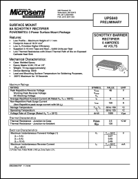 UPS840 datasheet: Schottky Rectifier UPS840