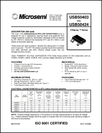 USB50403 datasheet: Transient Voltage Suppressor USB50403