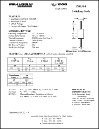 1N4151-1 datasheet: Signal or Computer Diode 1N4151-1