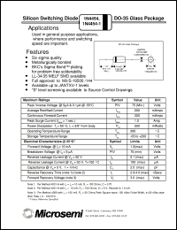 1N4454 datasheet: Signal or Computer Diode 1N4454