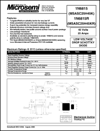 1N6815 datasheet: Schottky Rectifier 1N6815