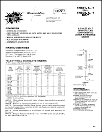 1N821-1 datasheet: 0TC Reference Voltage Zener 1N821-1