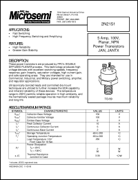 2N2151 datasheet: NPN Transistor 2N2151