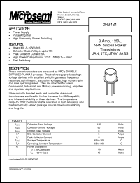 2N3421 datasheet: NPN Transistor 2N3421