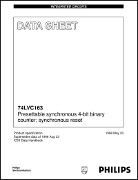 74LVC163D datasheet: Presettable synchronous 4-bit binary counter; synchronous reset 74LVC163D