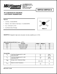 MRF581A datasheet: RF NPN Transistor MRF581A