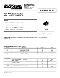 MRF5943R2 datasheet: RF NPN Transistor MRF5943R2