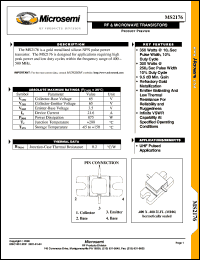 MS2176 datasheet: RF NPN Transistor MS2176