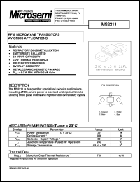 MS2211 datasheet: RF NPN Transistor MS2211