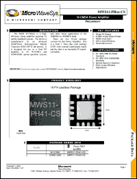 MWS11-PH41-CS datasheet: WCDMA InGaP HBT Power Amplifier MWS11-PH41-CS