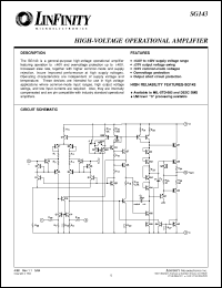 SG143T datasheet: Operational Amplifier - High Voltage SG143T