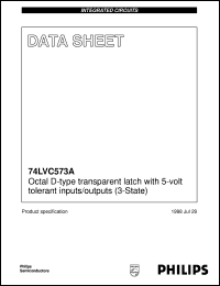 74LVC573AD datasheet: Octal D-type transparent latch with 5 V tolerant inputs/outputs (3-State) 74LVC573AD