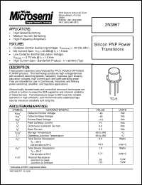 2N3867 datasheet: PNP Transistor 2N3867