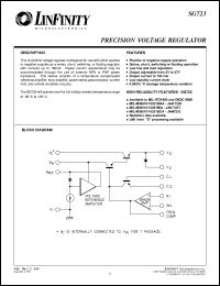 SG723T/883B datasheet: Positive Adjustable Linear Voltage Regulators SG723T/883B