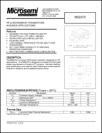 MS2475 datasheet: RF NPN Transistor MS2475