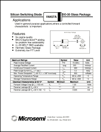 LL457A datasheet: Signal or Computer Diode LL457A