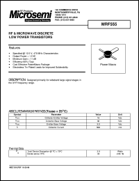 MRF555 datasheet: RF NPN Transistor MRF555