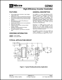 OZ962R datasheet: High-efficiency inverter controller OZ962R