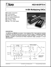 HS3140B-4Q datasheet: 14-bit multiplying DACs HS3140B-4Q