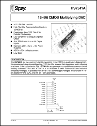 HS7541AKN datasheet: 12-bit CMOS multyplying DAC HS7541AKN