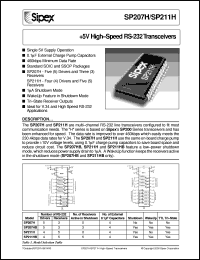 SP211HCA datasheet: +5V high-speed RS-232 transceivers SP211HCA