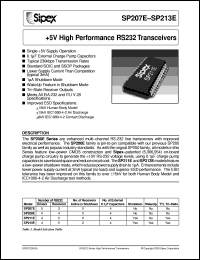 SP207ECP datasheet: +5V high performance RS232 transceivers SP207ECP