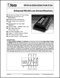 SP231ACP datasheet: Enchanced RS-232 line drivers/receivers SP231ACP