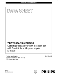 74LVC245AD datasheet: Octal bus transceiver with direction pin with 5 V tolerant inputs/outputs (3-State) 74LVC245AD