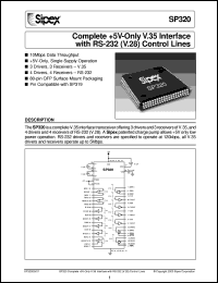 SP320ACF datasheet: Complete +5V-only V.35 interface with RS-232 (v.28) control lines SP320ACF