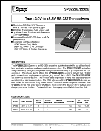 SP3232EEP datasheet: True +3.0V to +5.5V RS-232 transceivers SP3232EEP