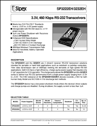 SP3222EHCP datasheet: 3.3V,460 Kbps RS-232 transceivers SP3222EHCP