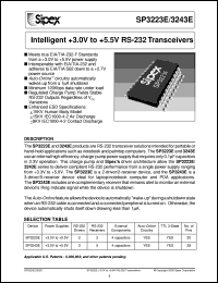 SP3223EEY datasheet: Intelligent +3.0V to +5.5V RS-232 transceivers SP3223EEY