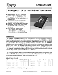 SP3243ECA datasheet: Intelligent +3.0V to +5.5V RS-232 transceivers SP3243ECA