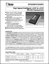 SP3223EHCY datasheet: High speed intelligent +3.0V to +5.5V RS-232 transceivers SP3223EHCY