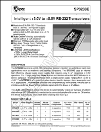 SP3238ECY datasheet: Intelligent +3.0V to +5.5V RS-232 transceivers SP3238ECY